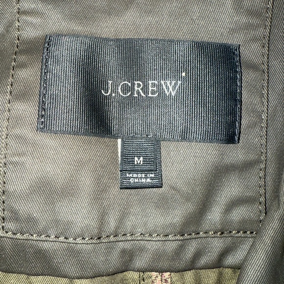 J Crew Downtown Field Jacket women’s size Medium M Waxed Cotton Dark Green Gold - Picture 9 of 12